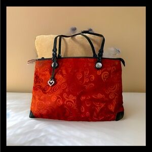 Red Brighton handbag/Double Leather Strap Tote W/charm EUC